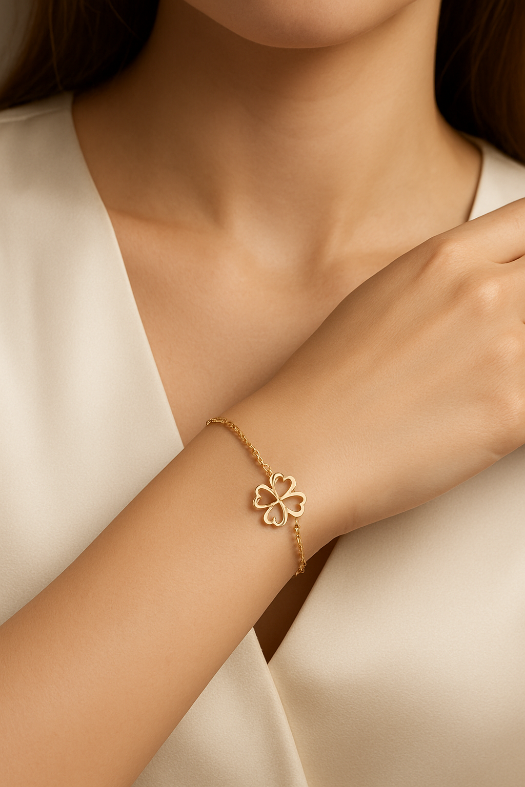 Pulseira Trevo– Aço Inoxidável (Dourado / Prateado)