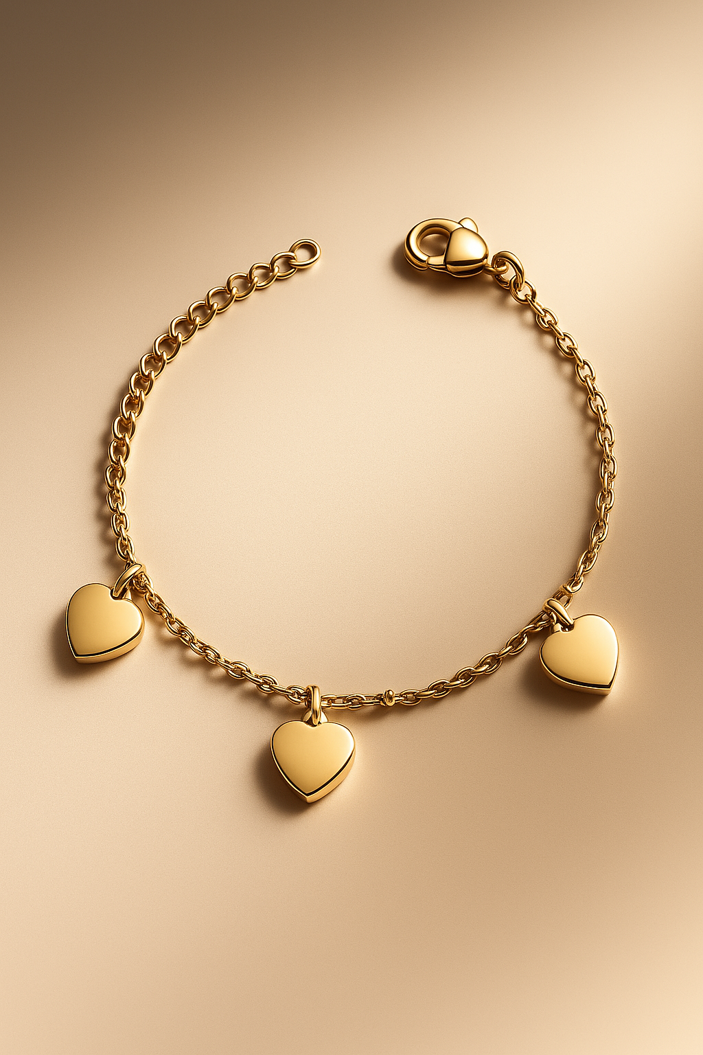 Pulseira Minimalista com Corações – Aço Inoxidável (Dourado / Prateado)